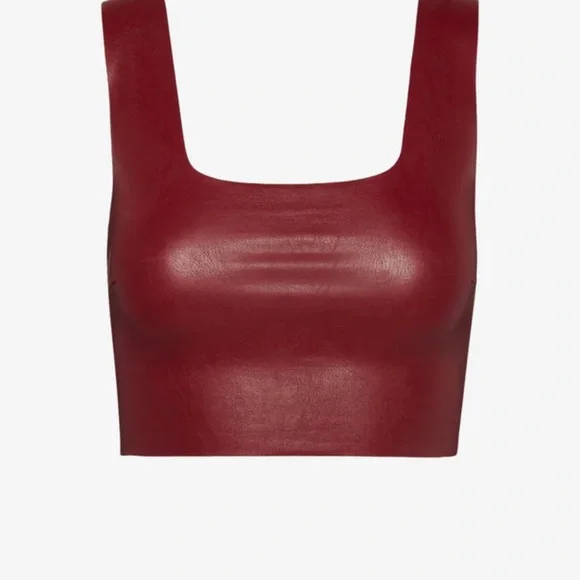 Commando Women's Burgundy Faux Leather Crop Top sz M - Picture 7 of 8
